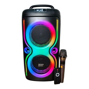 BOSS DIGITAL Back pack party box 8000W double 8 inches rechargeable Bluetooth speaker with 1 wireless mic and remote control 