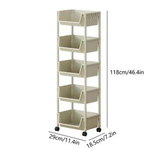 5 Tier Rolling Cart Organizer, Mobile Storage Shelf,
