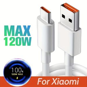 XIAOMI 6A 120W Turbo USB Type C Fast Charging Cable Charger Compatible for Mi 17 Pro Max 15 14 13 12 14t 13t 12t 12s Lite Redmi Note K80 K70 K60 K50 11 11s Plus Pro Poco X6 X5 F4 Black Shark Cord 