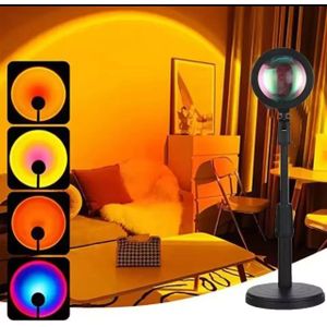16 Colors RGB Sunset Projection Lamp With Remote Control – Rainbow Glow LED Night Light for Bedroom, Living Room & TikTok Background