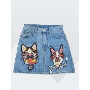 Super quality ladies patterned denim short skirt