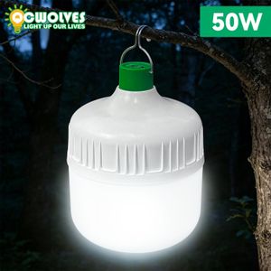 QCWOLVES 50W Rechargeable LED Light Bulb, Super Bright Touch Light, Energy Saving Camping Light, LED Rechargeable Camping Lantern, Outdoor Tent Lamp with Hanging Hook, Dimmable 3 Modes, Portable Light Bulb for Emergency, Indoor, Outdoor