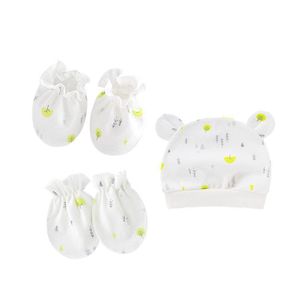 New Born Baby Hat and Baby Mittens Set Infant 100% Cotton Caps Mittens for Newborn