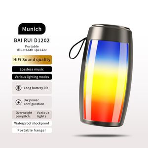 Portable Bluetooth speaker with RGB light panel, true wireless stereo, Bluetooth 5.2, USB/Micro SD playback, rechargeable