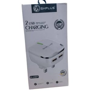 SHPLUS SH-A3537T 45W Dual USB Fast Charger Adapter - White