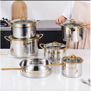12-Piece Stainless Steel Cookware Set with Glass Lids