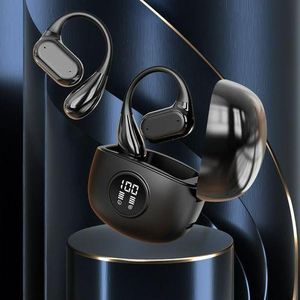 Wireless Bluetooth Headphones, Non In Ear Bluetooth Earphones Ear Hanging Sports Earphones Intelligent Digital Display Earphones, Black