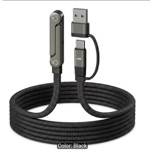 2 in 1 USB+TYPE-C to TYPE-C Braided Fast Charging, 90° Bend Design, Built-in Foldable Phone Stand, for iPhone 15/16/17 Series, for S24/S25/S26, for Huawei Mate50/60, Nova11 Serie, for Xiaomi 14/15, OPPO, Vivo Phones and Tablets... 