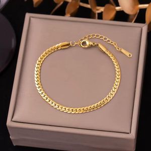 Bold Stainless Steel Non-tarnish Bracelet With Free Box Chain Bracelet for ladies 