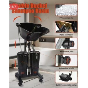 Professional quality salon Electric hairdressing standing washing hair basin shampoo with 2 bucket working station salon 