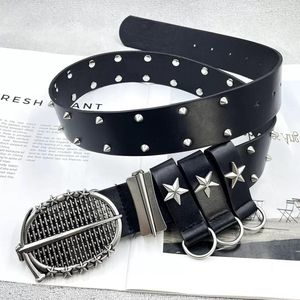 ROCK STAR ANTIQUE SILVER PLATED BELT Y2K RETRO PUNK RIVET BELT