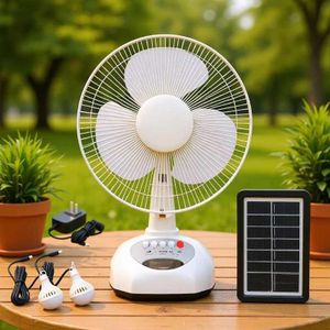  12" Rechargeable Solar Fan Smart Power & Cooling Solution