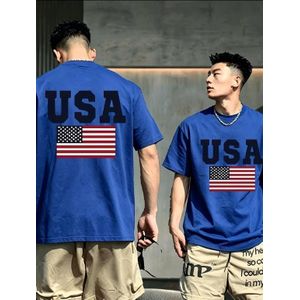 Fly U.SA. Crew Neck T-shirt-Blue