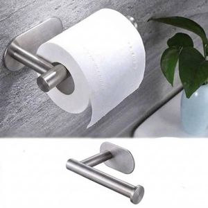 Wall Mounted Drill -Free Metal Toilet Roll Holder-Tissue Rack for Toilet Bathroom & Kitchen Wall Tiles- Black - 1 Piece 