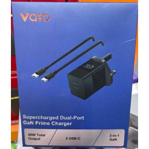 Vaib 45W Supercharged Dual-Port GaN Prime Charger plus type c cable