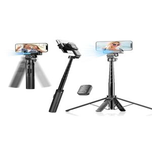C16 Auto Face Tracking Stabilizer Selfie Stick Tripod with Built-in Camera for Smartphones, also with LED Light - 360 Rotation That Follows Your Movement -160cm Phone Camera Tripod Stand with Remote for Vlogging, Live Streaming, Video Recording