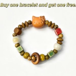 Adjustable Beaded Bracelet Cute Cat Decor Unisex Daily Wrist Gift Jewelry