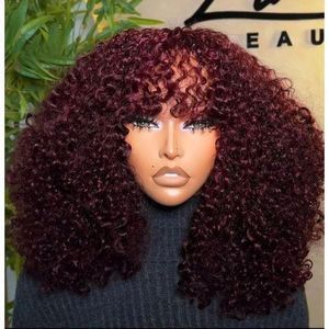 Fashion Cabinet Celebrity curly fringe wig burgundy color 14 inches