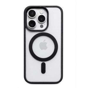Pouch Iphone 15pro MagSafe Transparent Magnetic Case Compatible For Wireless Charging(BLACK)