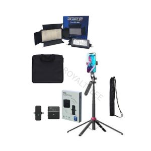 led 600 pro only ,sx31 microphone ,light bag,p325 selfie stick tripod