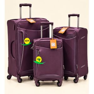 Leaves King Set Of 3 Trolley Bags - PURPLE