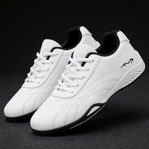 SHJO Sneakers Men Lightweight Outdoor Synthetic Leather Breathable Comfortable Trainers Fashion Sport Shoes - White