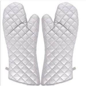 Heat-Resistant Quilted Silver Oven Mitts Set - 1 Pair