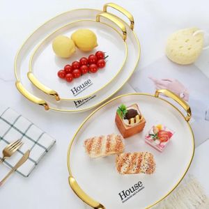 3 pcs Unbreakable Aesthetic serving tray and fruit tray with good rim - white, oval