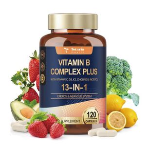 Totaria Vitamin B Complex Plus 13-in-1 Capsules – Multivitamin Energy & Nervous System Support – 120 Capsules