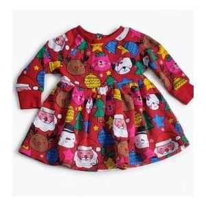 Dunne Stores Baby Girls' Make Christmas Ornament Print Dress
