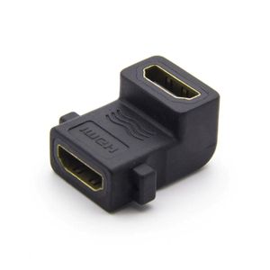 19 Pin HDMI Female to Female Connector 90 Degree Right Angle with Screw Locking, HDMI Adapter Coupler for Secure AV Connection, TV, Monitor, Projector