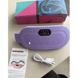 Smart Menstrual Heating Pad Belt ,USB Rechargeable Period Cramp Relief Massager with LED Display vibration massage. Purple color.