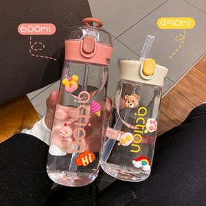 380 ML Kawaii Bear Thermo Bottle For Kids Girl School Women Stainless Steel  Insulated Cup With Straw Cute Thermal Water Bottles