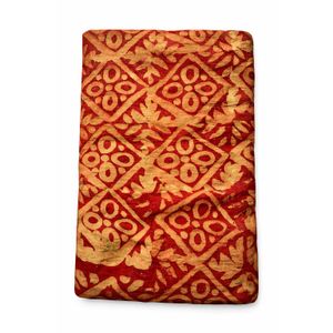 Adire Crepe- Red with Nude Patterned