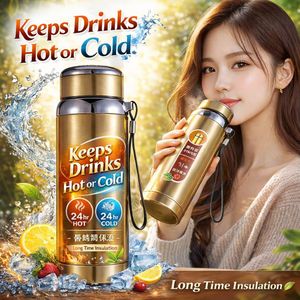Golden THERMAL HOT AN COLD 24 Hours Baby Thermal Flask Hot Water Bottle Sport Water Stainless Steel Vacuum Flask Travel Pot Office Insulated Water Bottle Stainless Steel Thermal Cold and Hot Leak-Proof Sports Flask Bottle 
