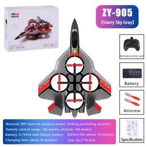 ONIBENZ ZY-905 F-35B Style RC Combat Jet Drone with Vertical Take-Off & 360° Roll - Durable EPP Foam, LED Lights (Silver)