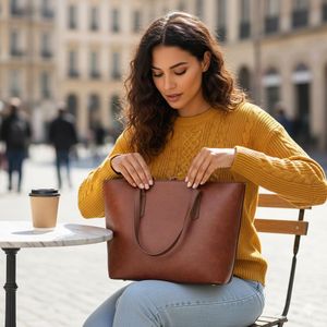 ELEGANT WOMEN High Quality Strong Leather Tote Quality Tote Classy Genuine Leather Tote Shoulder Bags Women, Ladies Shoulder satchel Bag Handbags Leather Bags Women Large Capacity Vintage Hand Top-Handle Bags Casual PU Leather Set Messenger Handbags