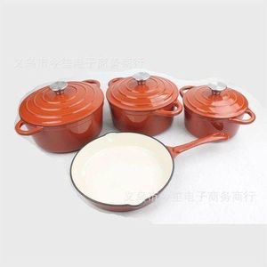 4 In 1 Enamel Coated Dutch Oven Cast Iron Pot - Cookware Set