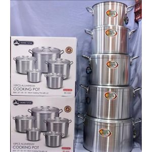 Fatima - 6 pieces crown star aluminium cooking pots. Size: large/big Price:  15000