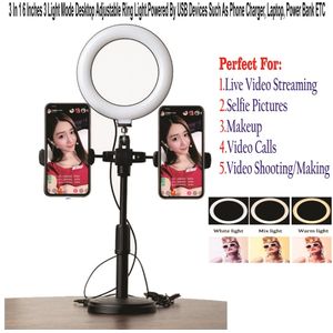 Desktop Adjustable Ring Light.Selfie Stick/Powered By USB Phone Charger,Laptop,Power Bank