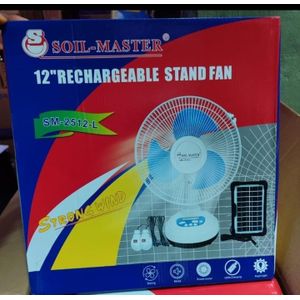 12" soil master rechargeable fan with solar panel and bulbs