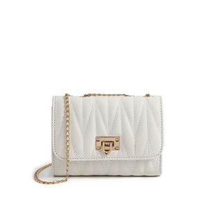Quilted Mini Crossbody Bag-WHITE