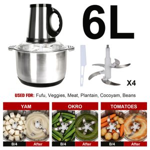 6L Stainless Steel Electric Meat Grinder 500W, 3-Speed Heavy Duty Food Chopper with 5-Blade Cyclone System, Large Capacity Meat & Vegetable Processor for Home & Commercial Use