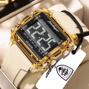 POEDAGAR transparent case beige silicone strap 5.7