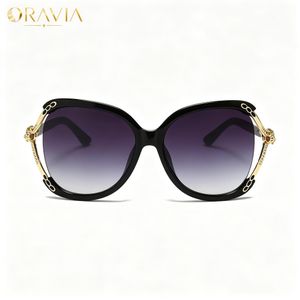 ORAVIA Sunglasses for Women UV400 Oversized Butterfly Sun Glasses Ladies - Luxury Gold Leopard Charm Gradient Brown Eyewear for Sunday Church & Party Gift