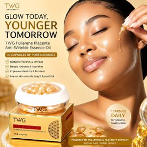 TWG Fullerene Placenta Anti-Wrinkle Essence Oil Capsules – 30 Capsules/1cup
