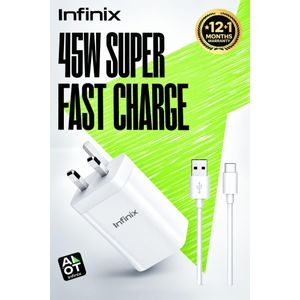 Infinix 45W Wall Charger Adapter Super Fast charger plus 3A TypeC cable 
