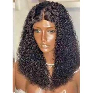 Super soft budget pissy curly hair wig with T frontal natural color 16 inches