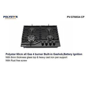 Polystar  4 Burner Gas Hob With Battery Iginition - PVGT60G4CP- 60cm