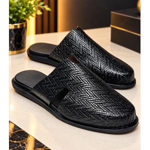 Black skin handmade Quality half shoe